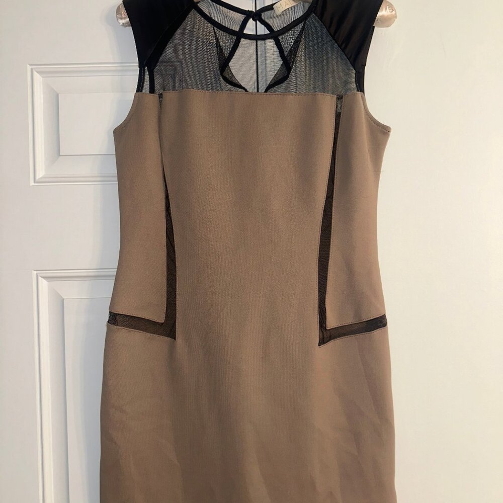 Women’s MALLOY dress nude‎ black mesh medium EUC Y2K